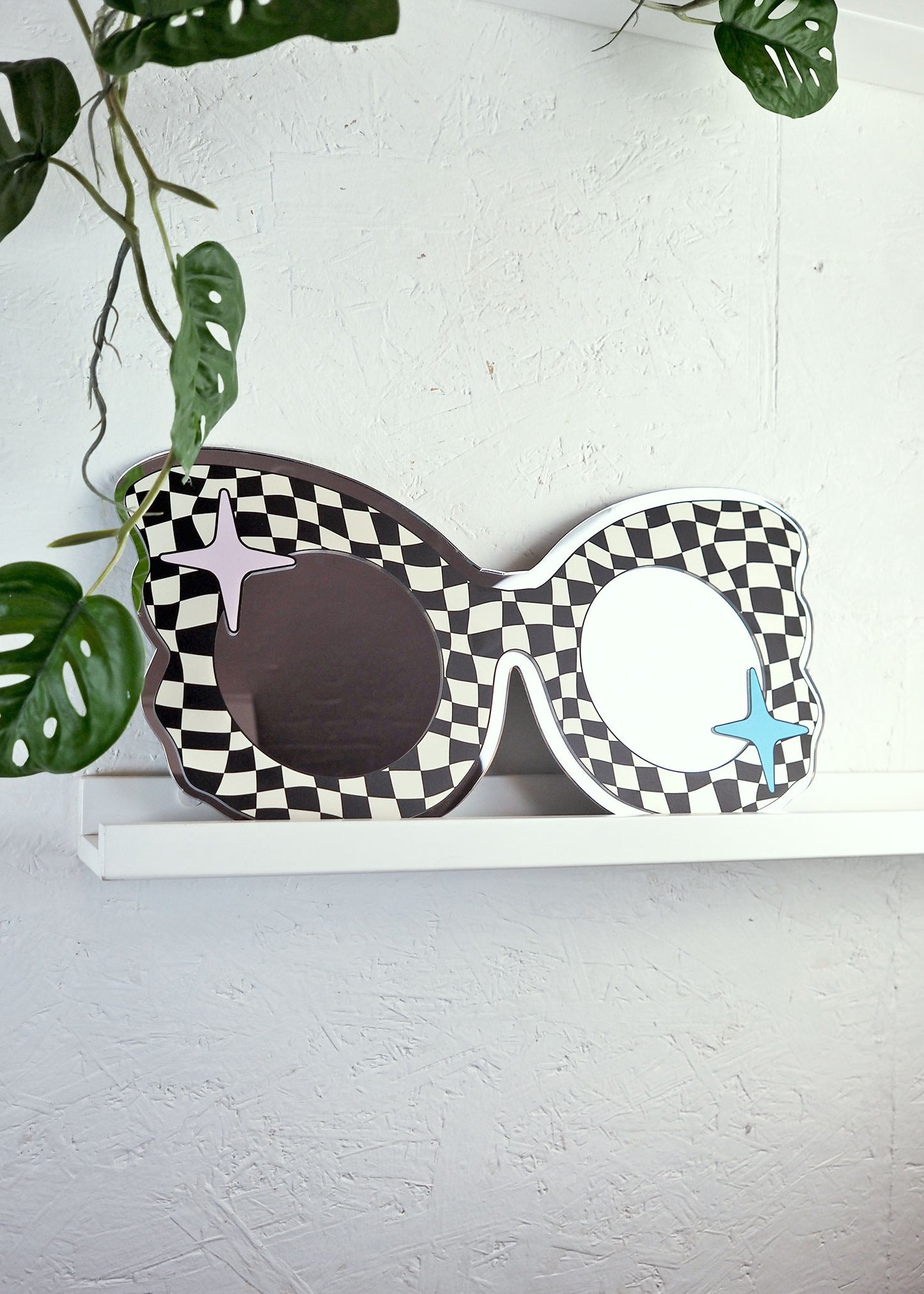 70s Black & White Check Sunglasses