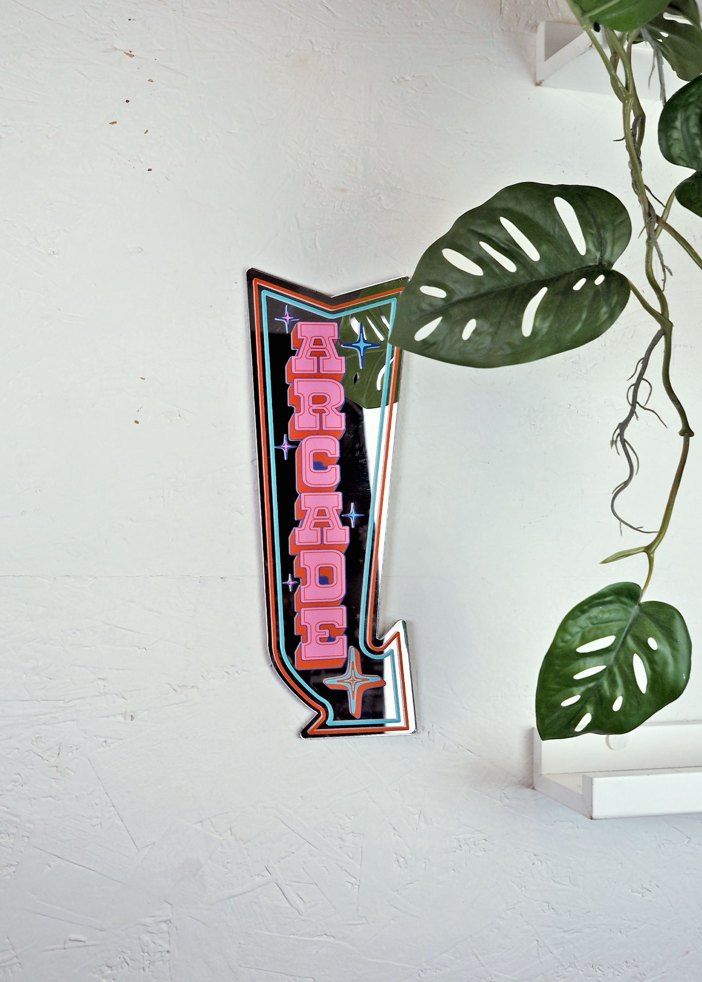 Retro Arcade Arrow Mirror - Blue & Red