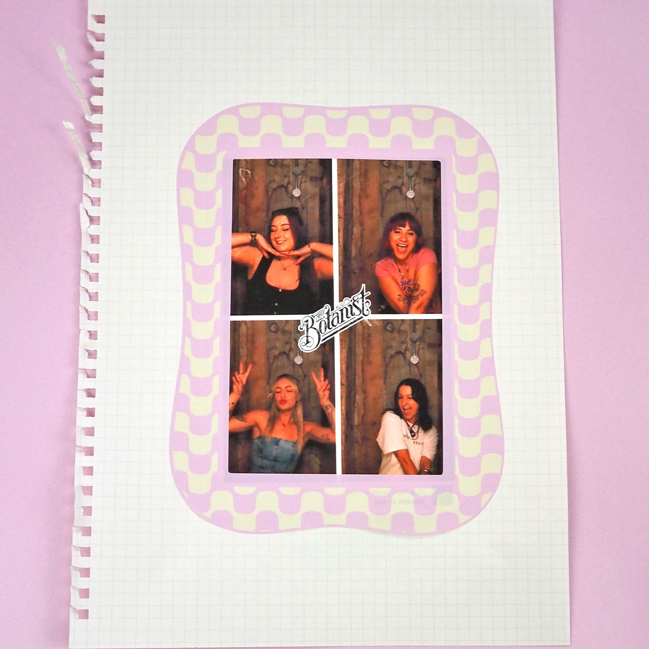 6x4 Sticker Frame - Pink & Cream Wavy
