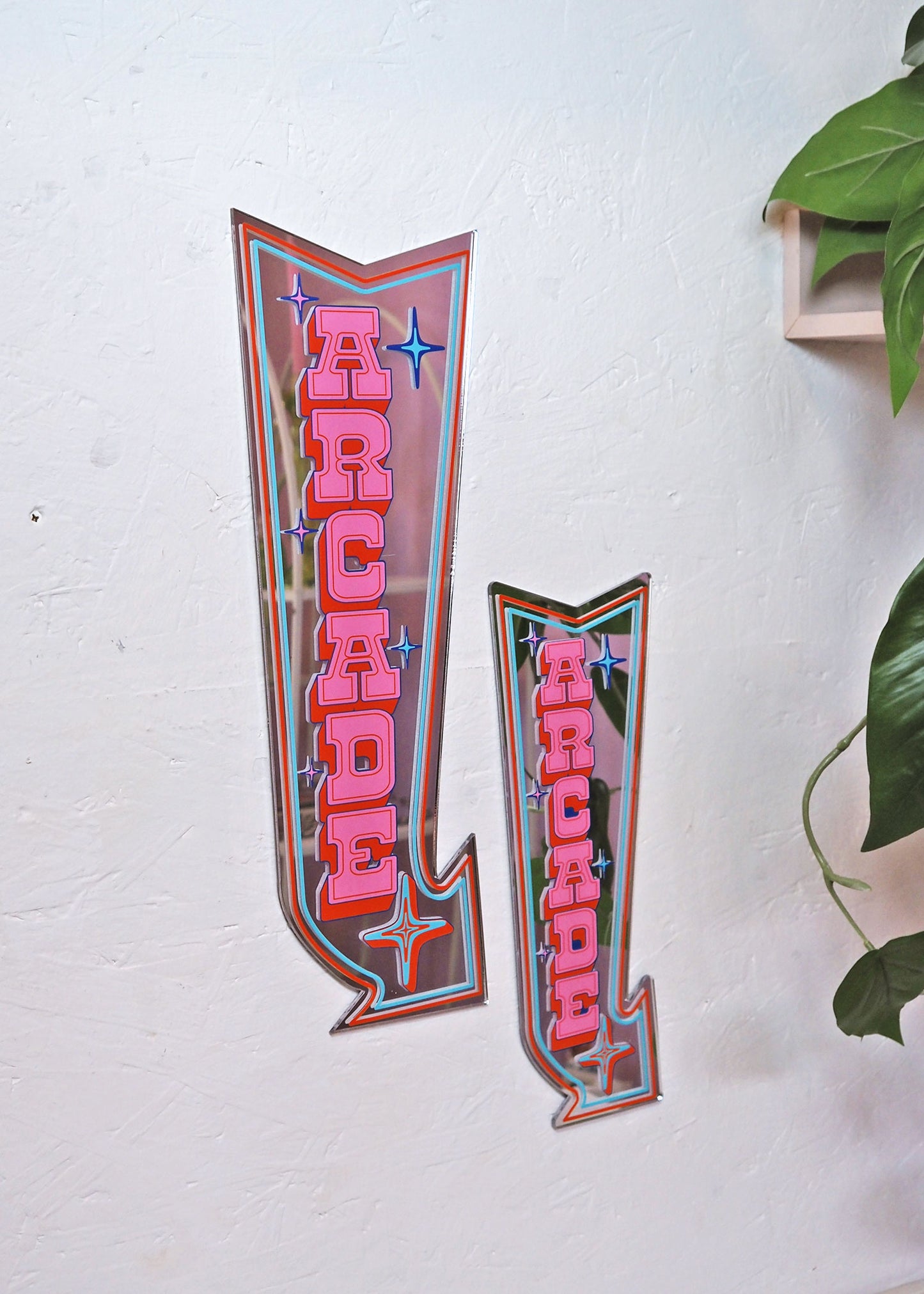 Retro Arcade Arrow Mirror - Blue & Red