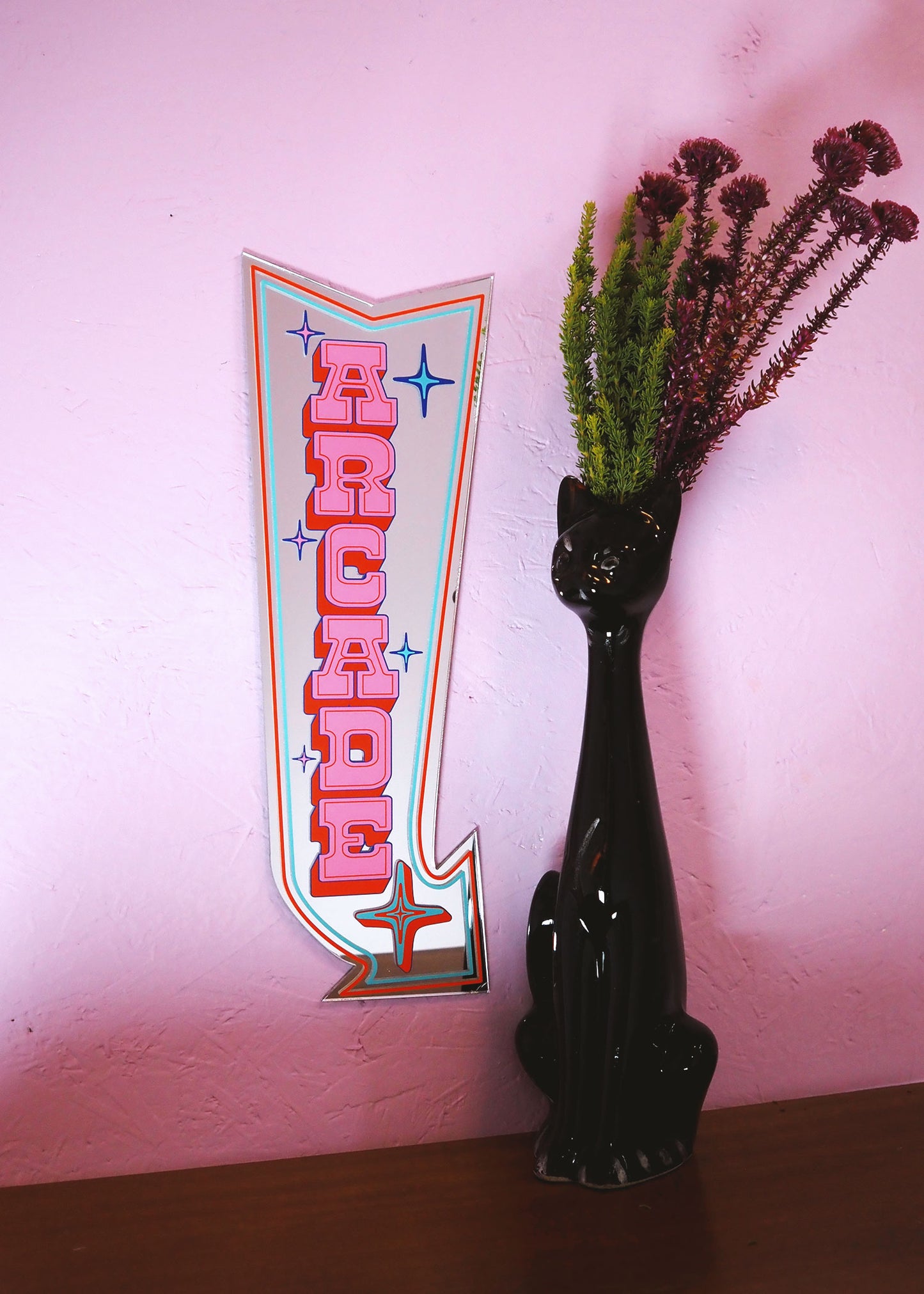 Retro Arcade Arrow Mirror - Blue & Red