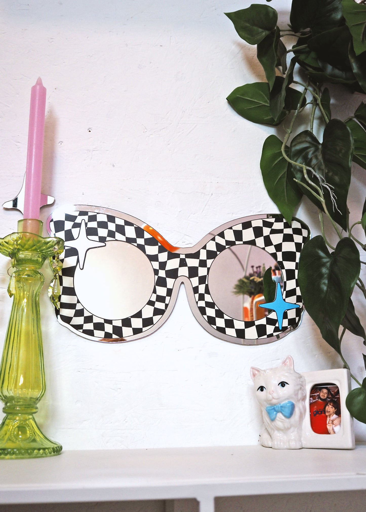 70s Black & White Check Sunglasses