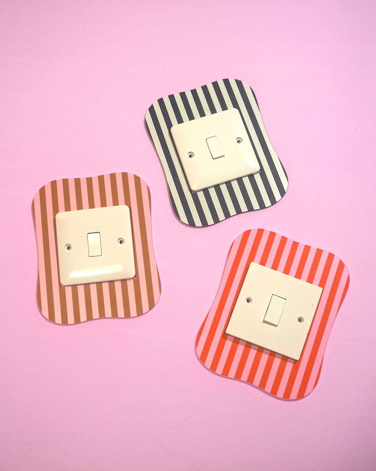 Brown & Pink Pinstripe Light Switch Cover