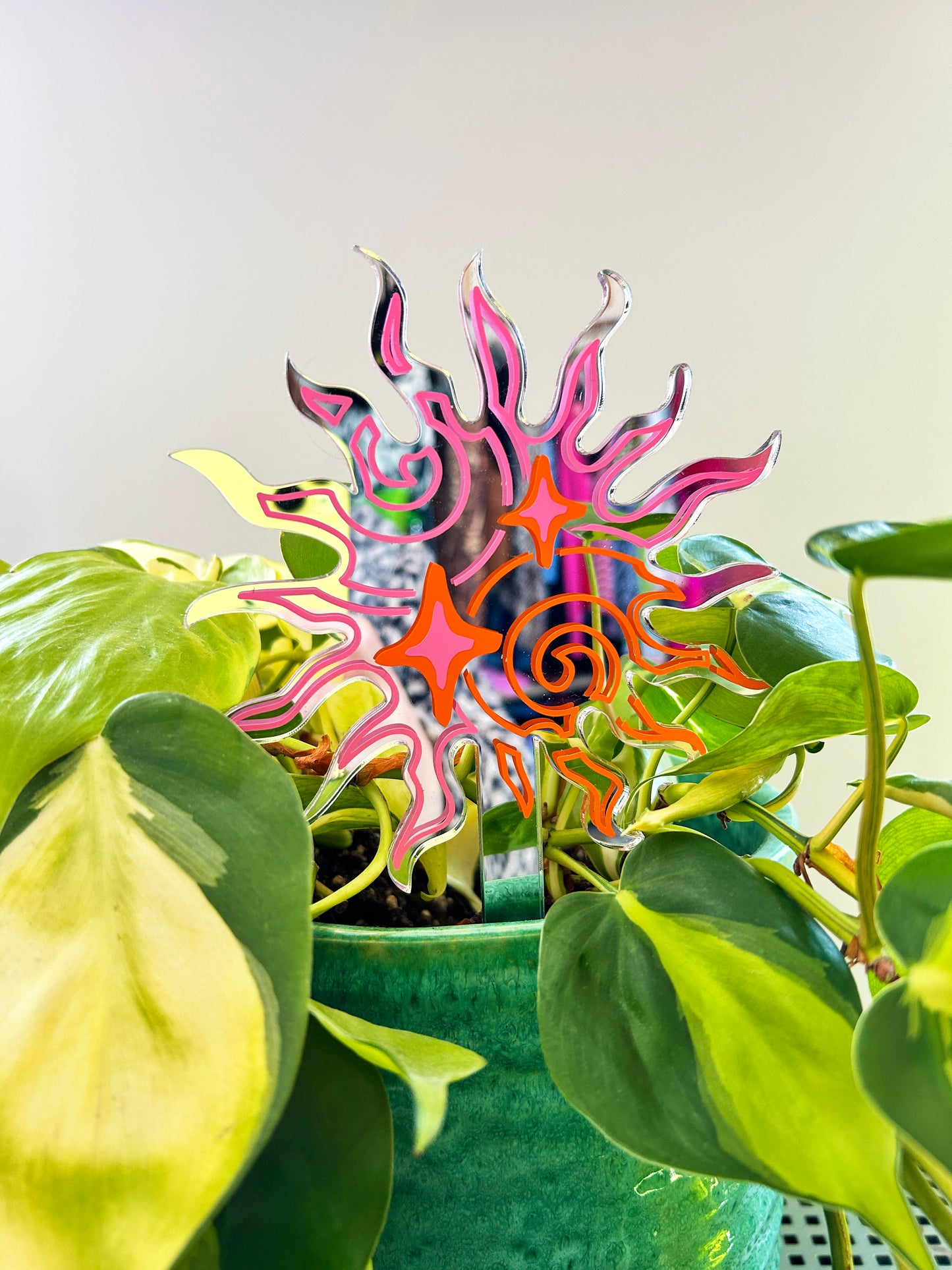 Groovy Sun Mirror Plant Stick