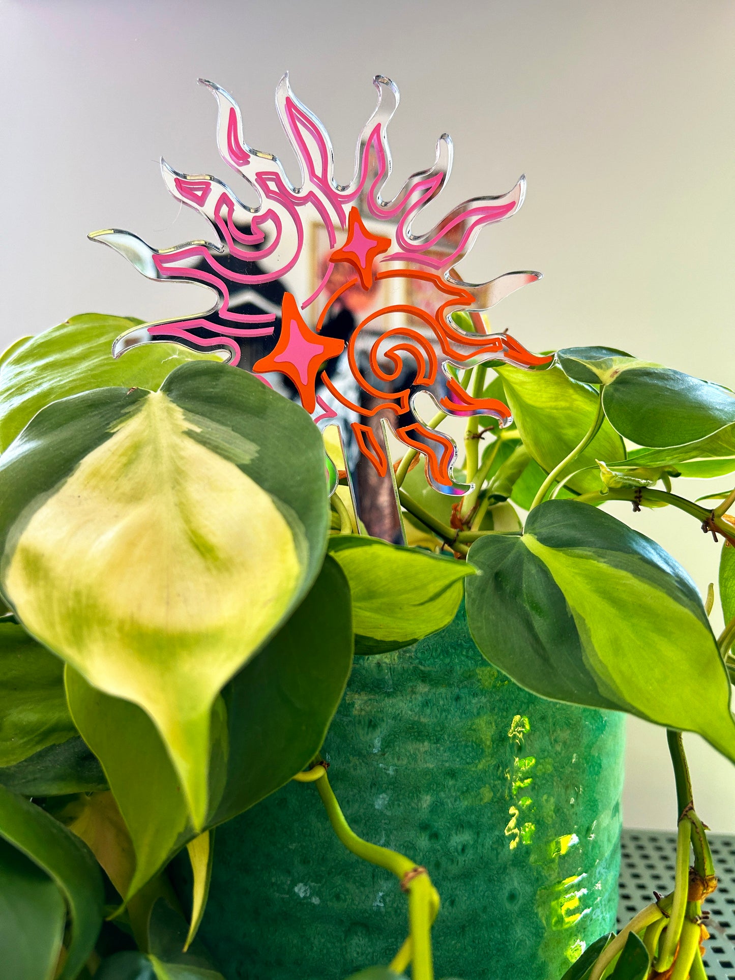 Groovy Sun Mirror Plant Stick