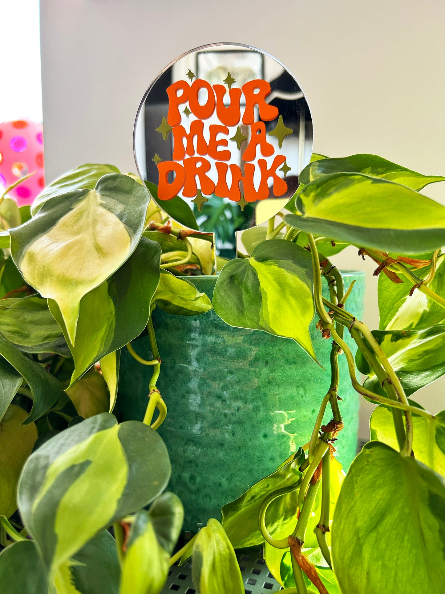 Pour Me A Drink Mirror Plant Stick