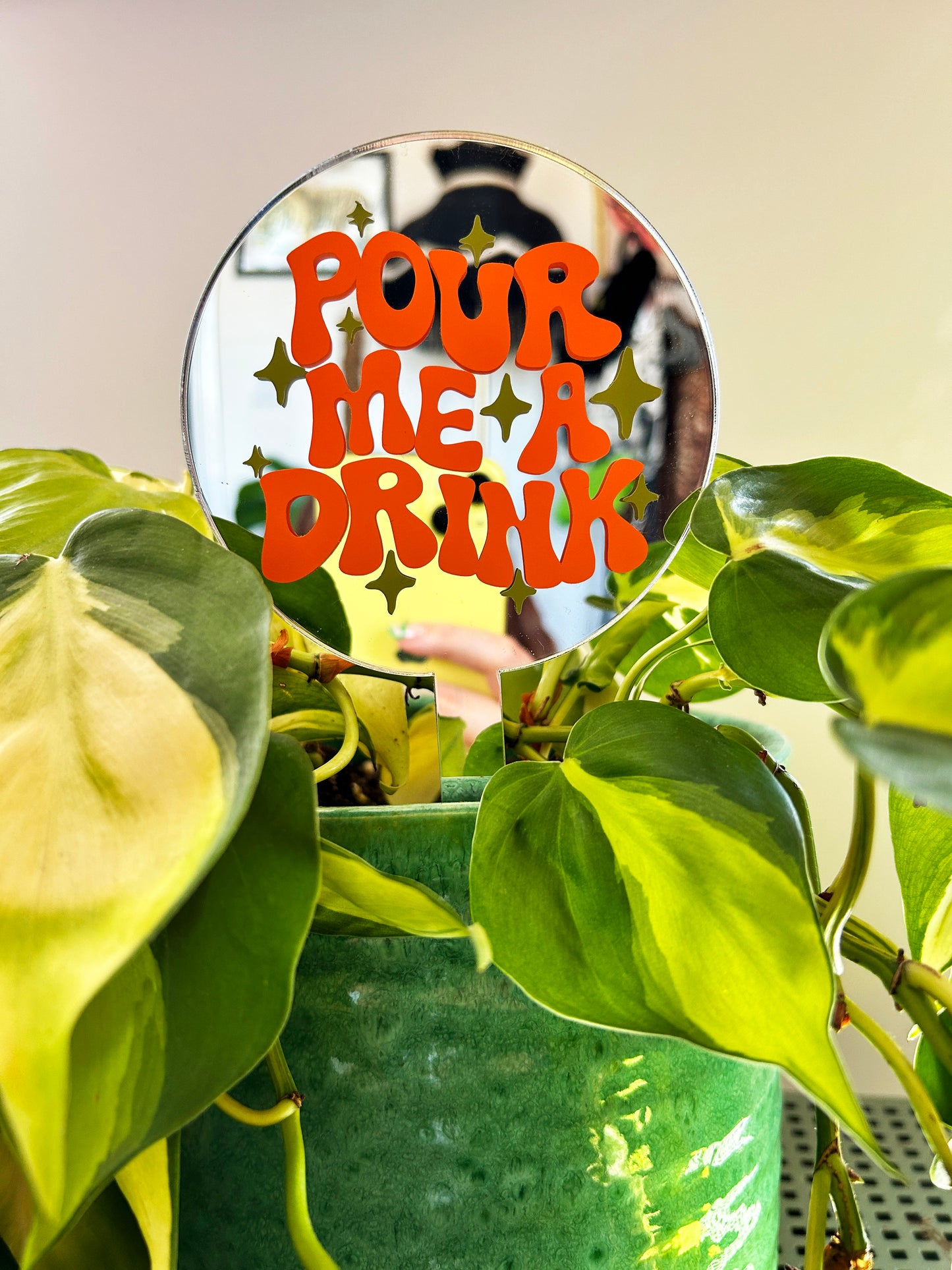Pour Me A Drink Mirror Plant Stick