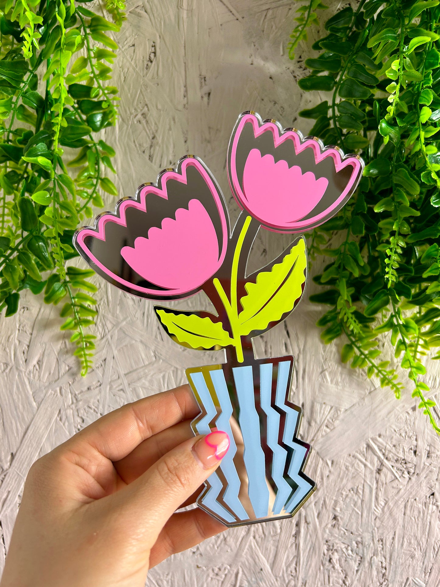 Zig Zag Flowers Mirror