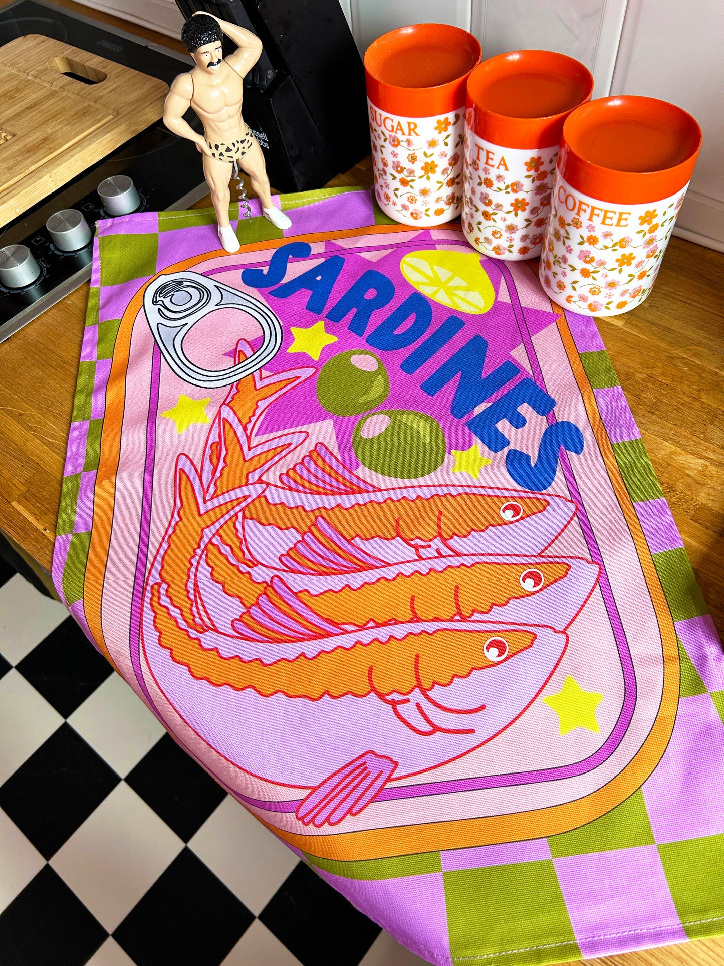 Retro Sardine Tea towel
