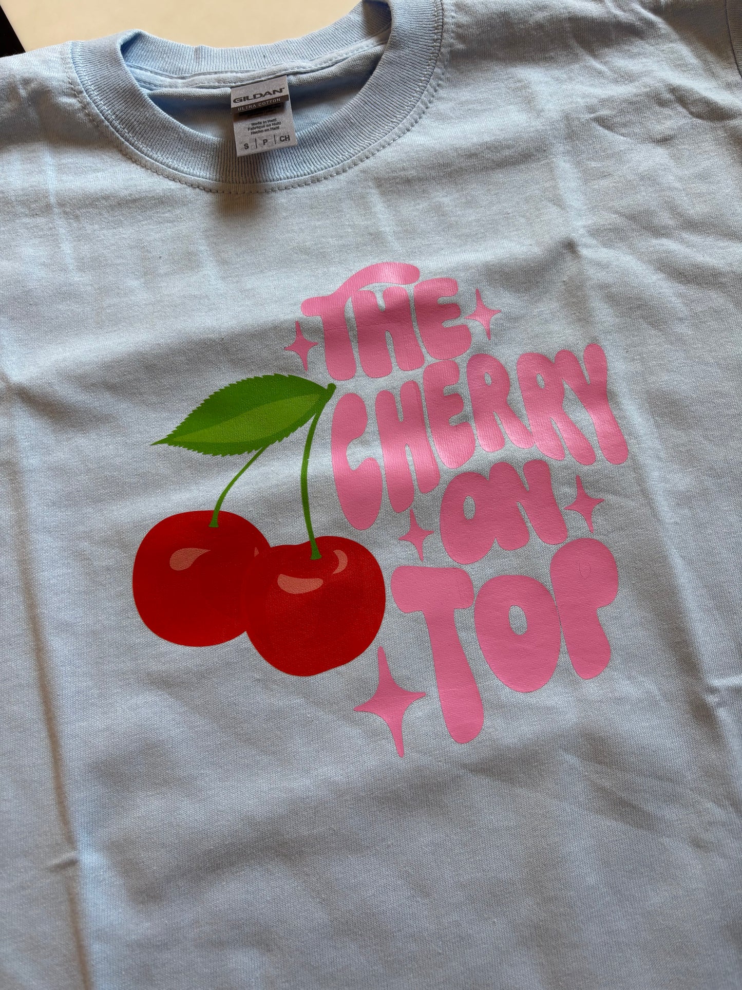 Sample Sale - Cherry on top Pastel Blue T-Shirt