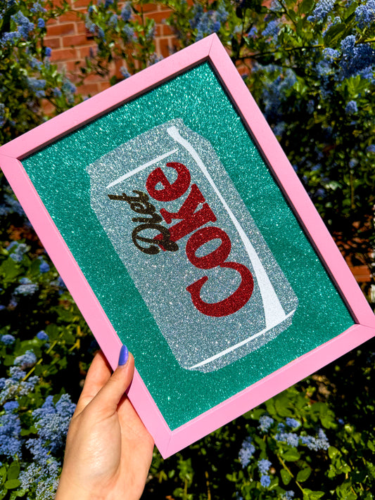 Diet Coke Glitter Fabric Print