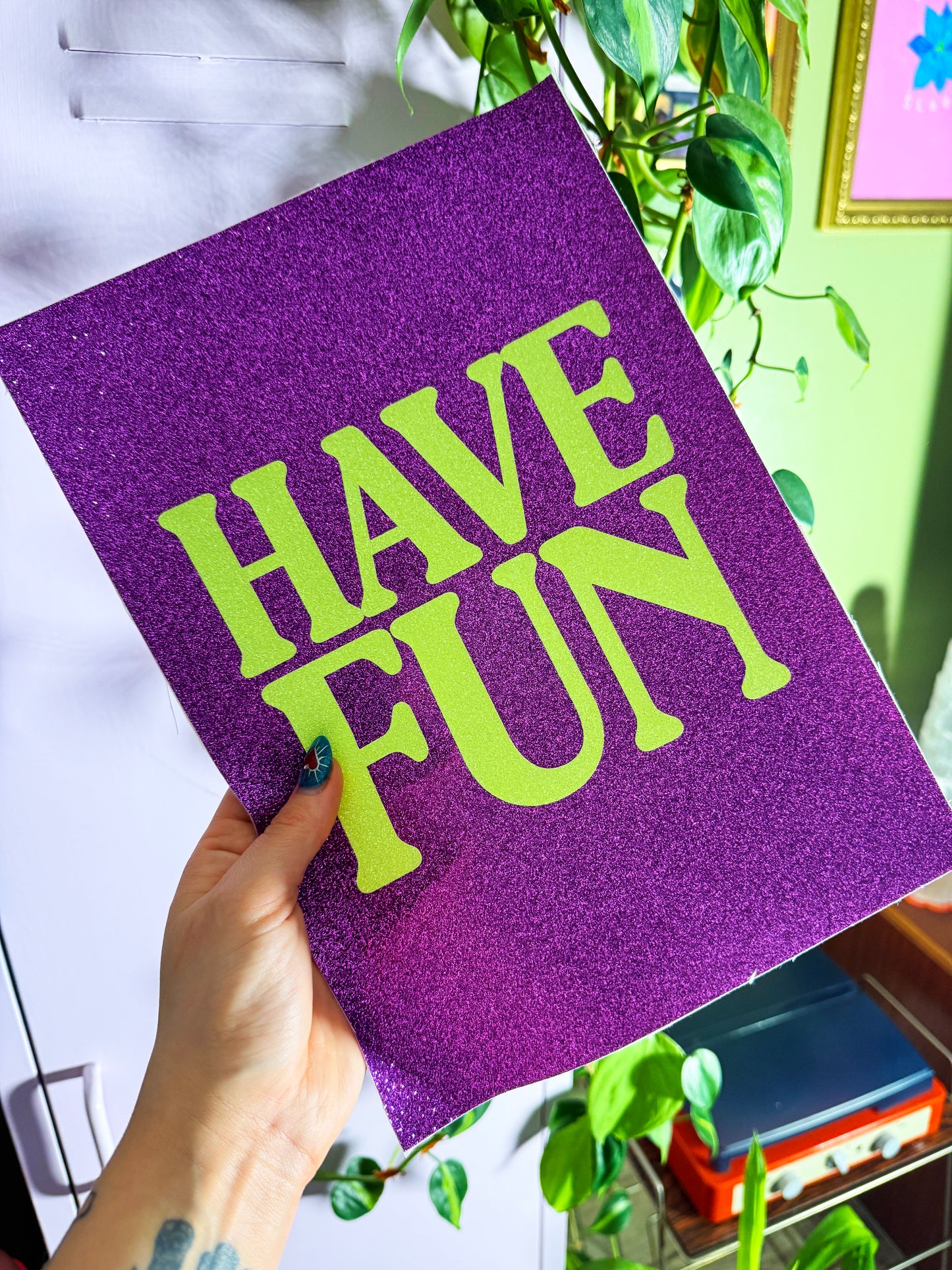 Have Fun Glitter Fabric Print