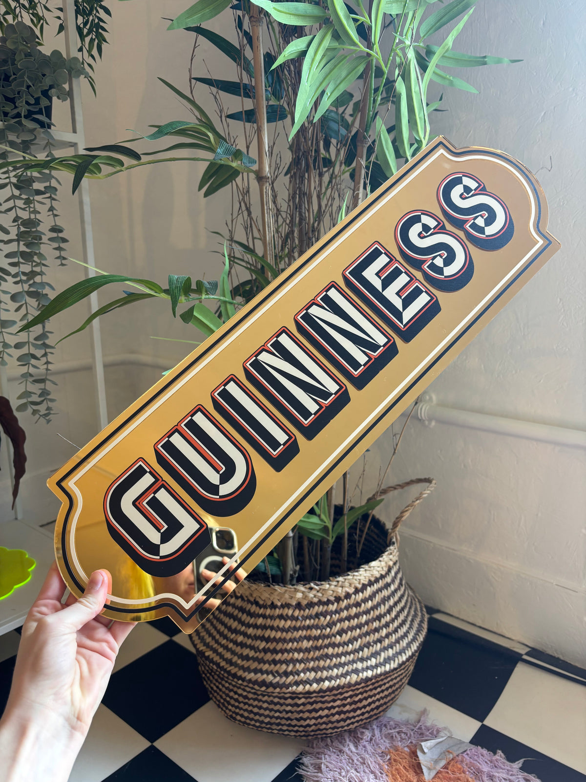 LARGE - Guinness Gold Rectangle Sign - Gold