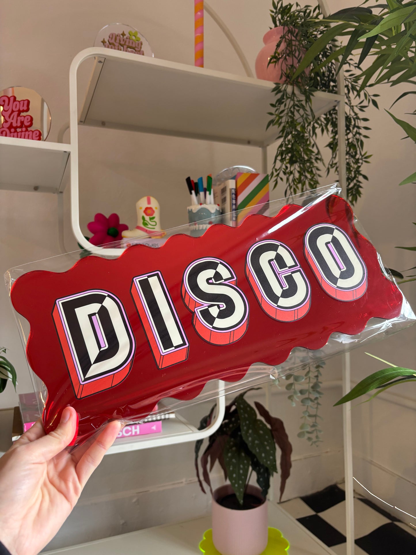 A3 Wavy Sign - Disco - Red