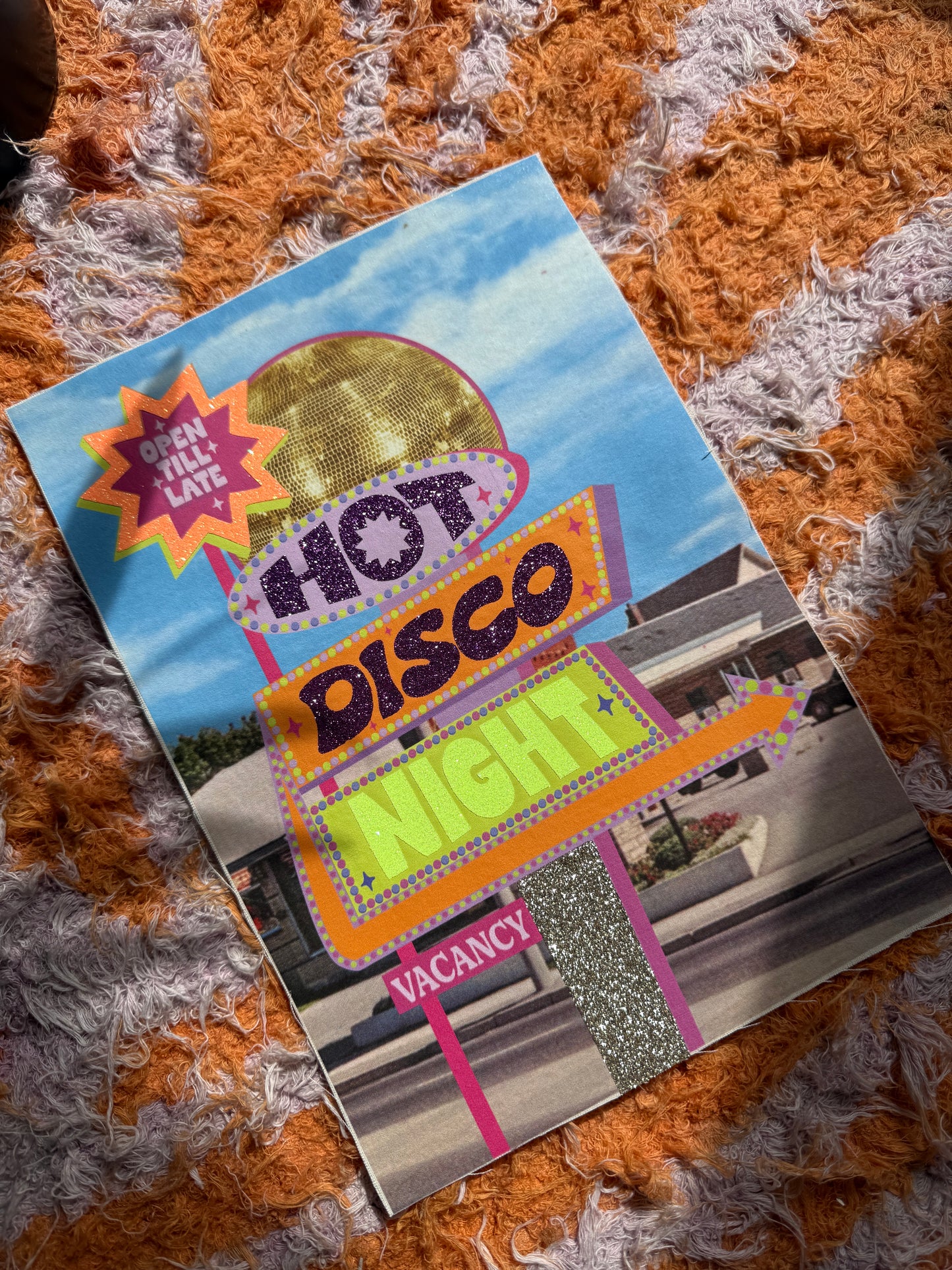 Hot Disco Night Glitter Print A4