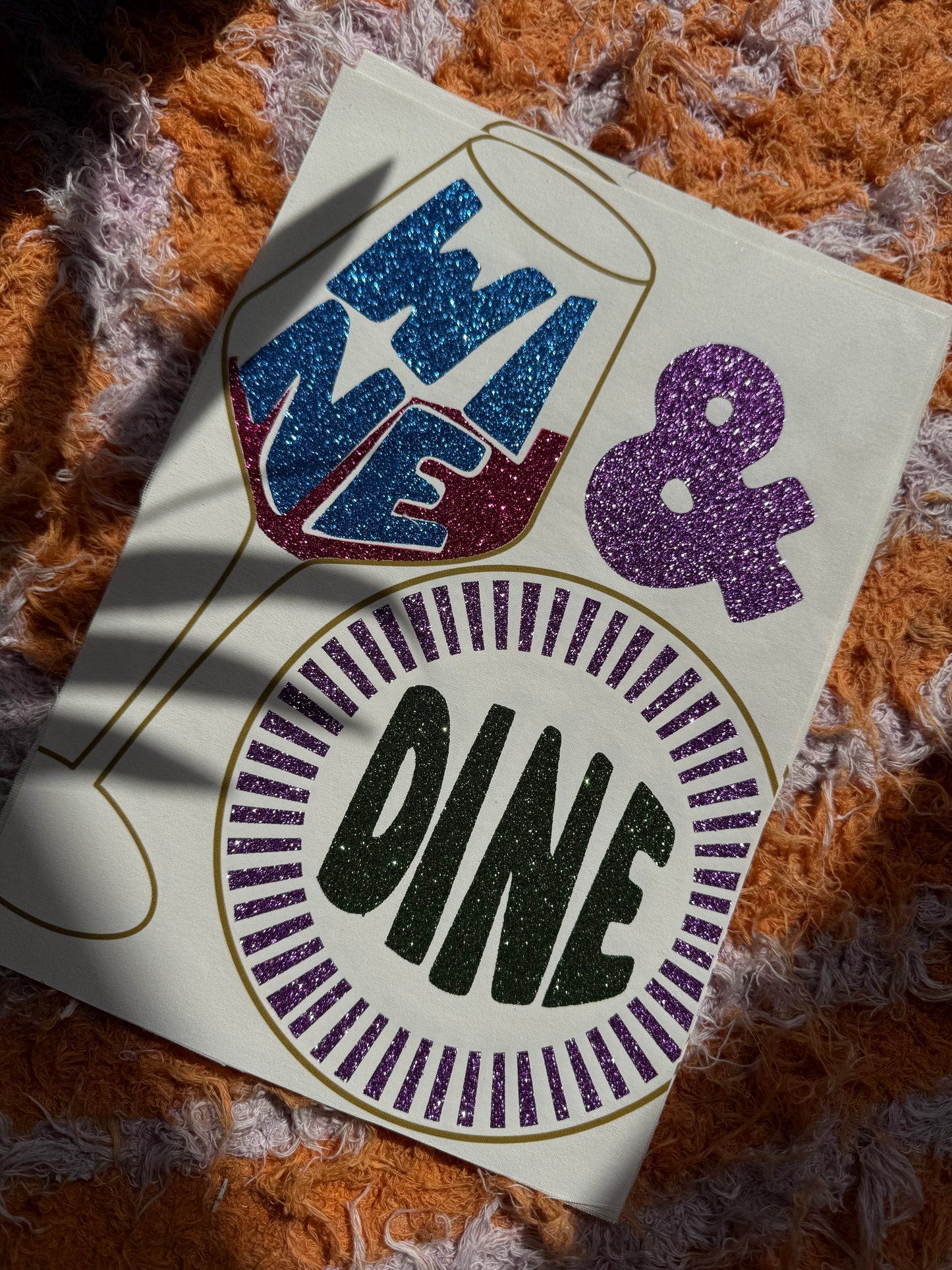 Wine & Dine Glitter Print A4