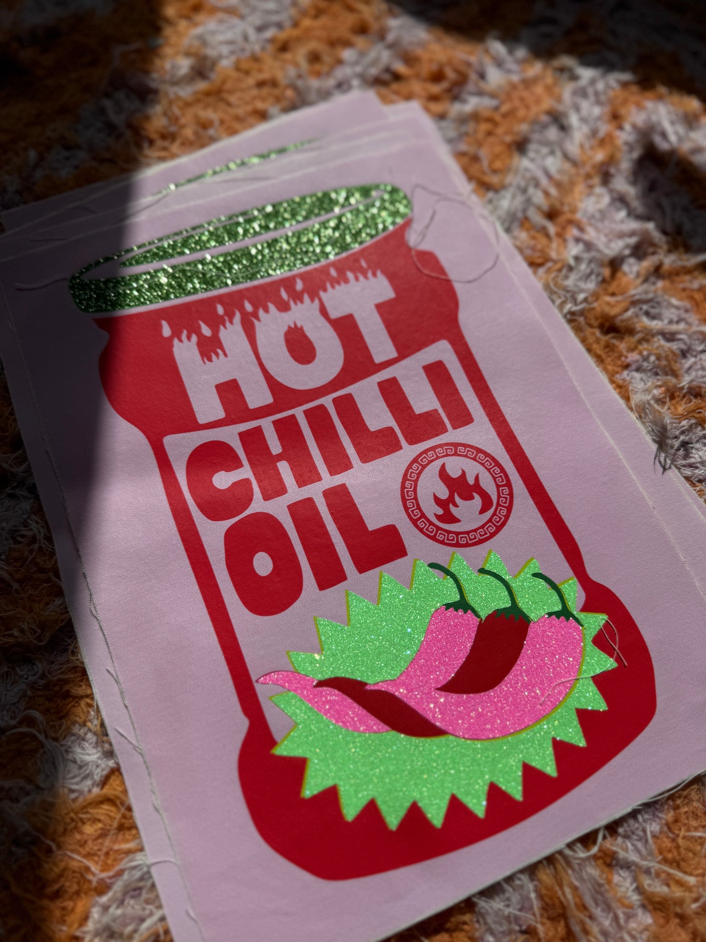 Chilli Oil Glitter Print - A4