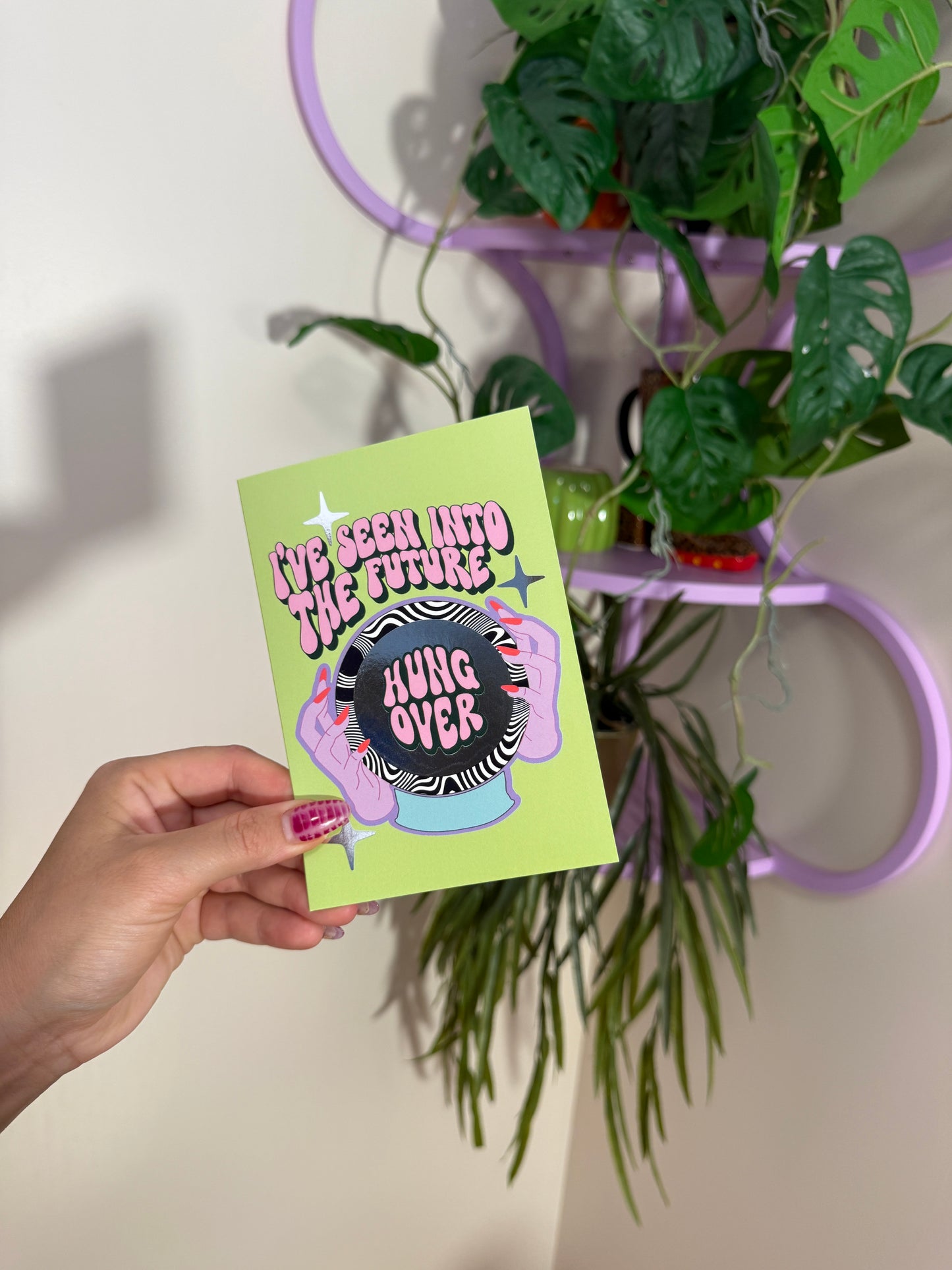 Hungover Silver Foil Greeting Card