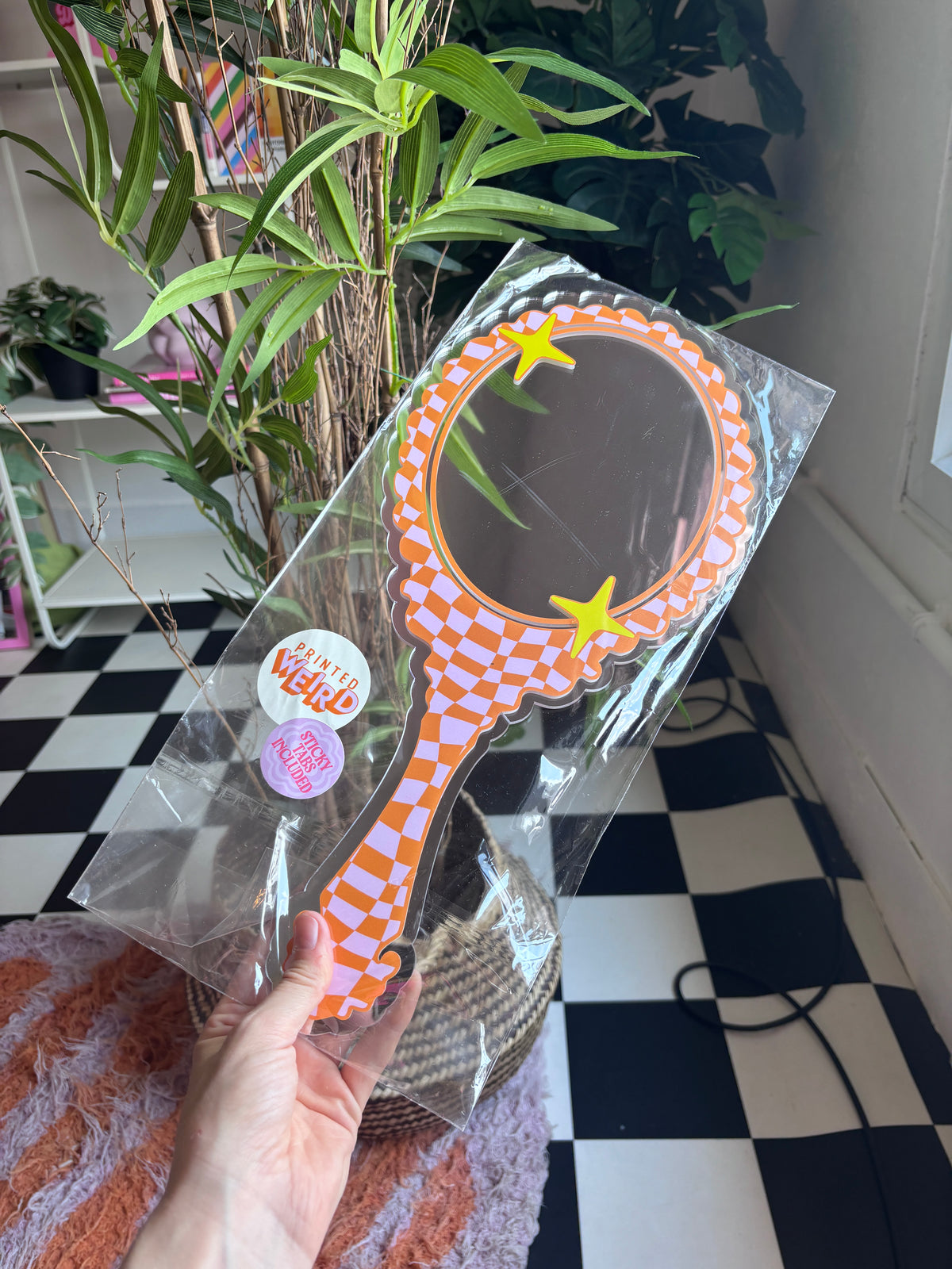 Handheld Vanity - Large - Orange & Pink