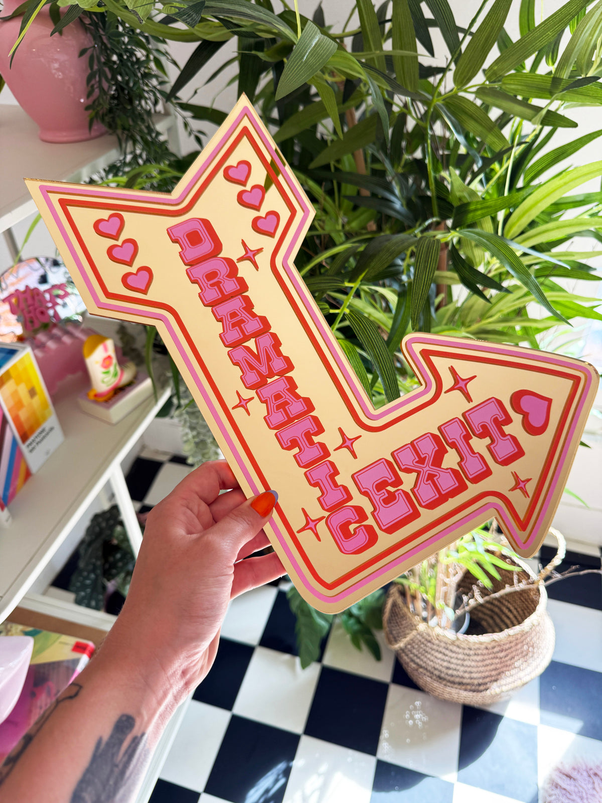 Dramatic Exit Retro Arrow Mirror - Gold Mirror