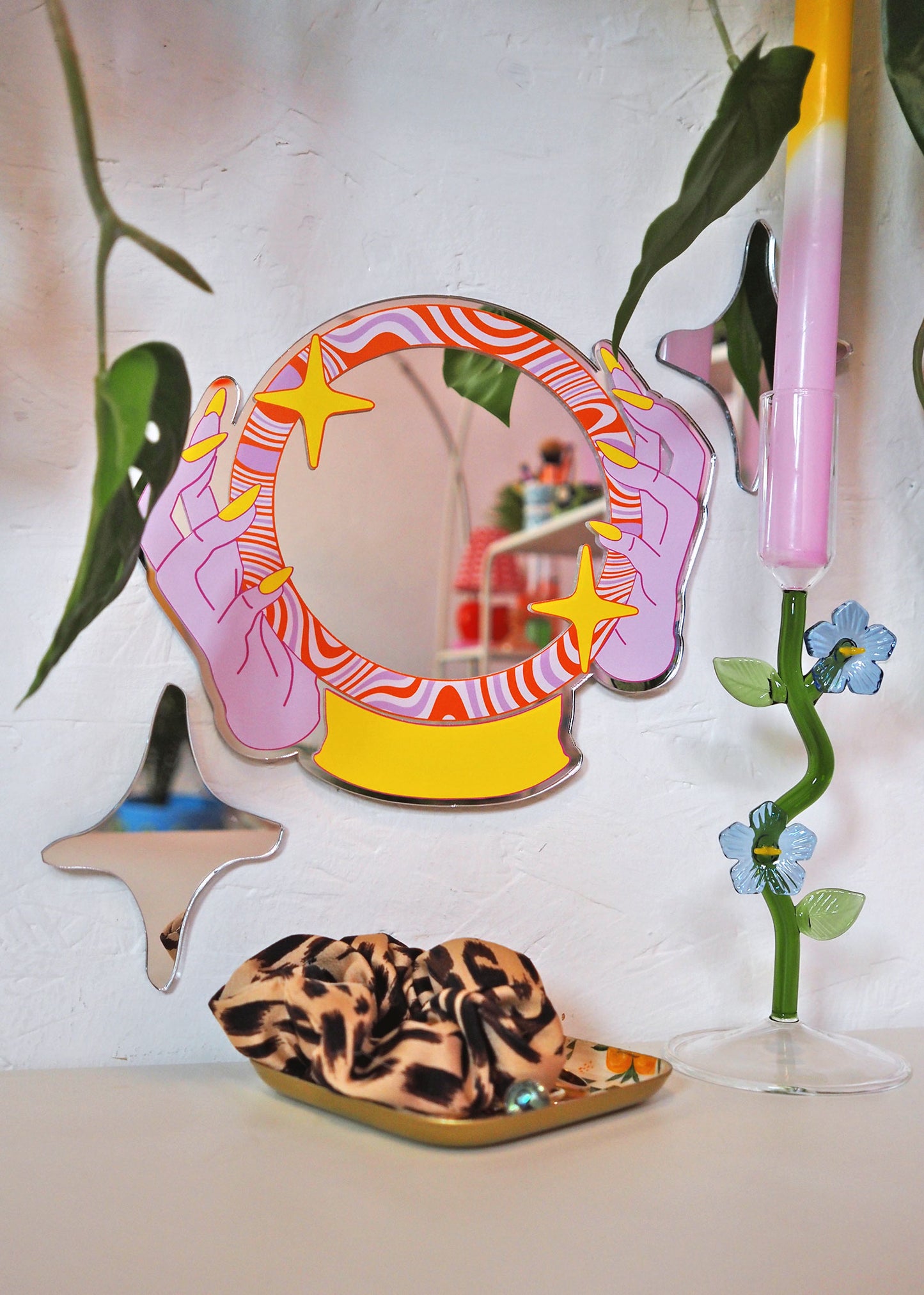 Magic Crystal Ball Mirror - Orange & Pink
