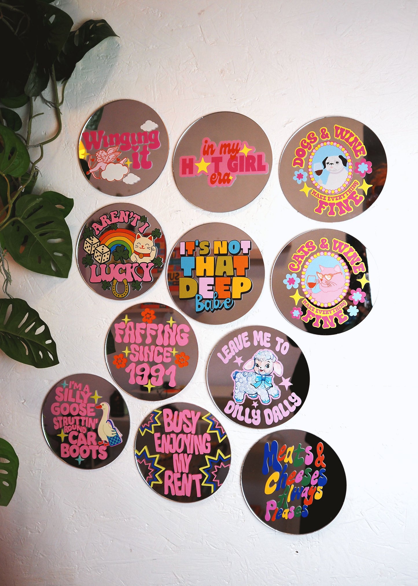 Cats & Wine, Makes Everything Fine Disc Mirror