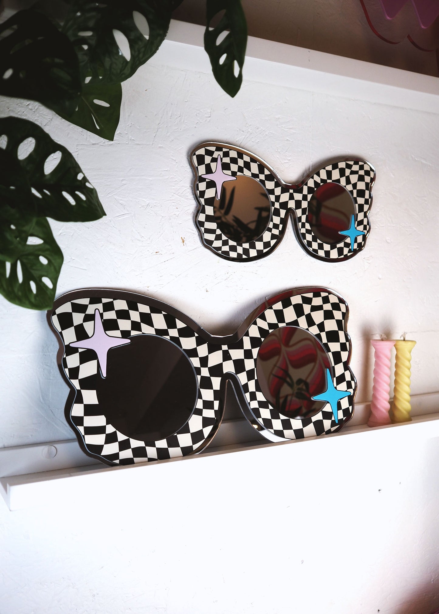70s Black & White Check Sunglasses