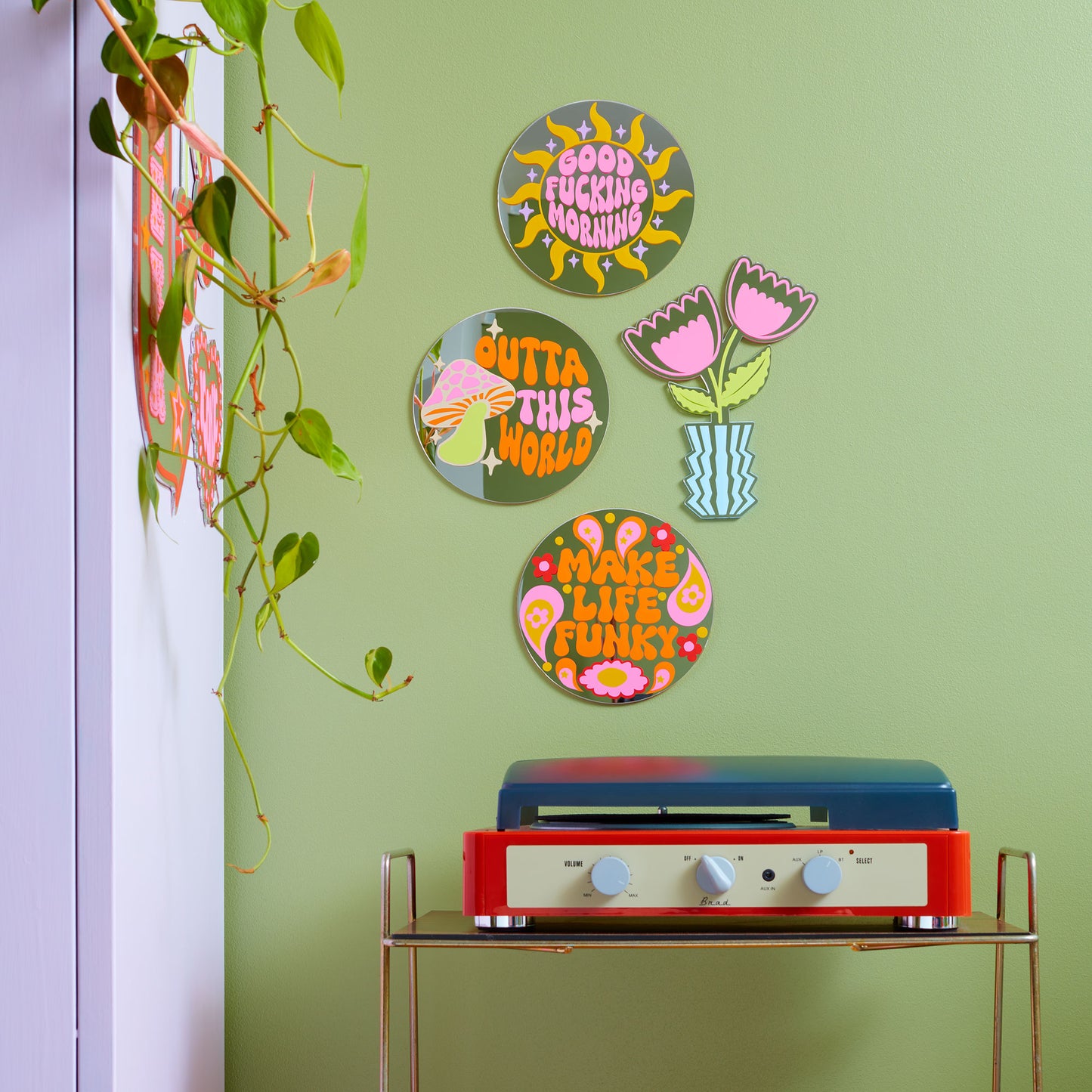 Zig Zag Flowers Mirror