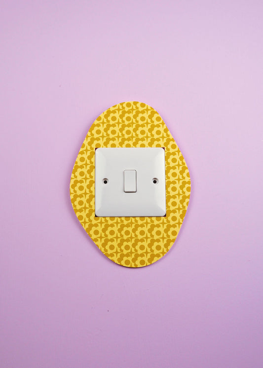 Yellow & Mustard Retro Oval Floral Lightswitch Cover