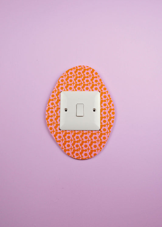 Orange & Pink Retro Oval Floral Lightswitch Cover