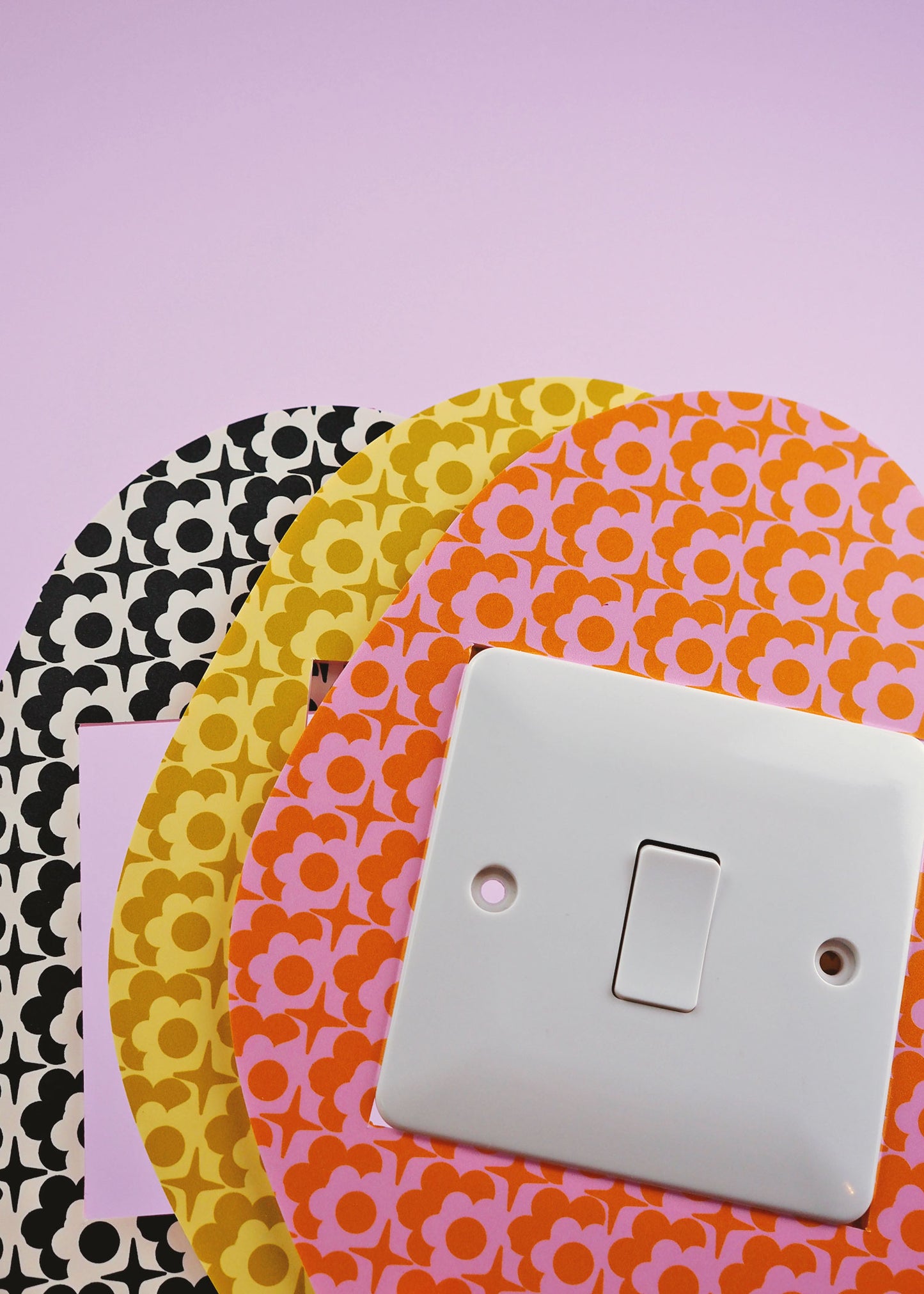 Orange & Pink Retro Oval Floral Lightswitch Cover