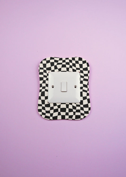 Black & White Checkerboard Square Blob Lightswitch Cover