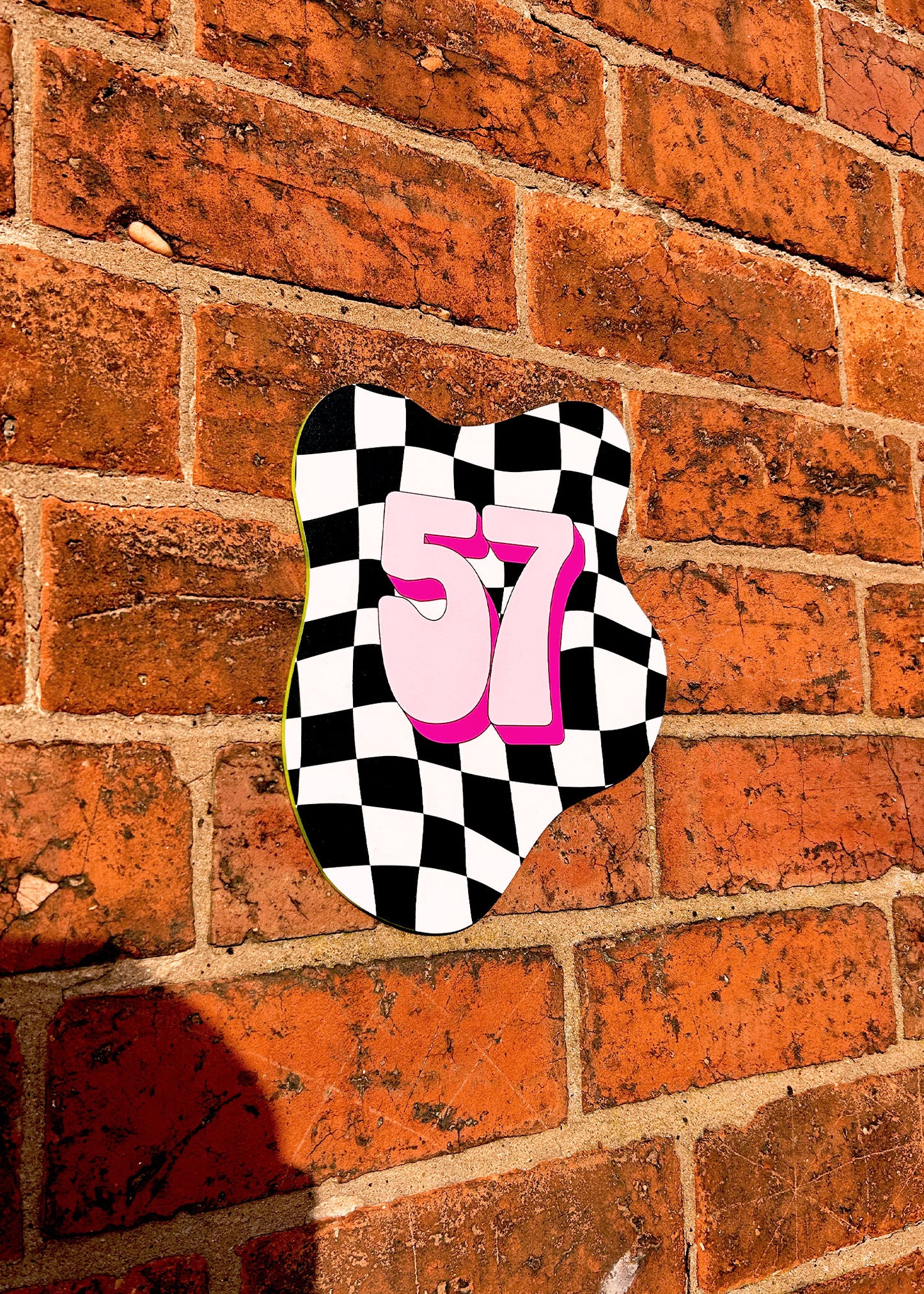 Black & White Checkerboard House Number Sign - Customise Number