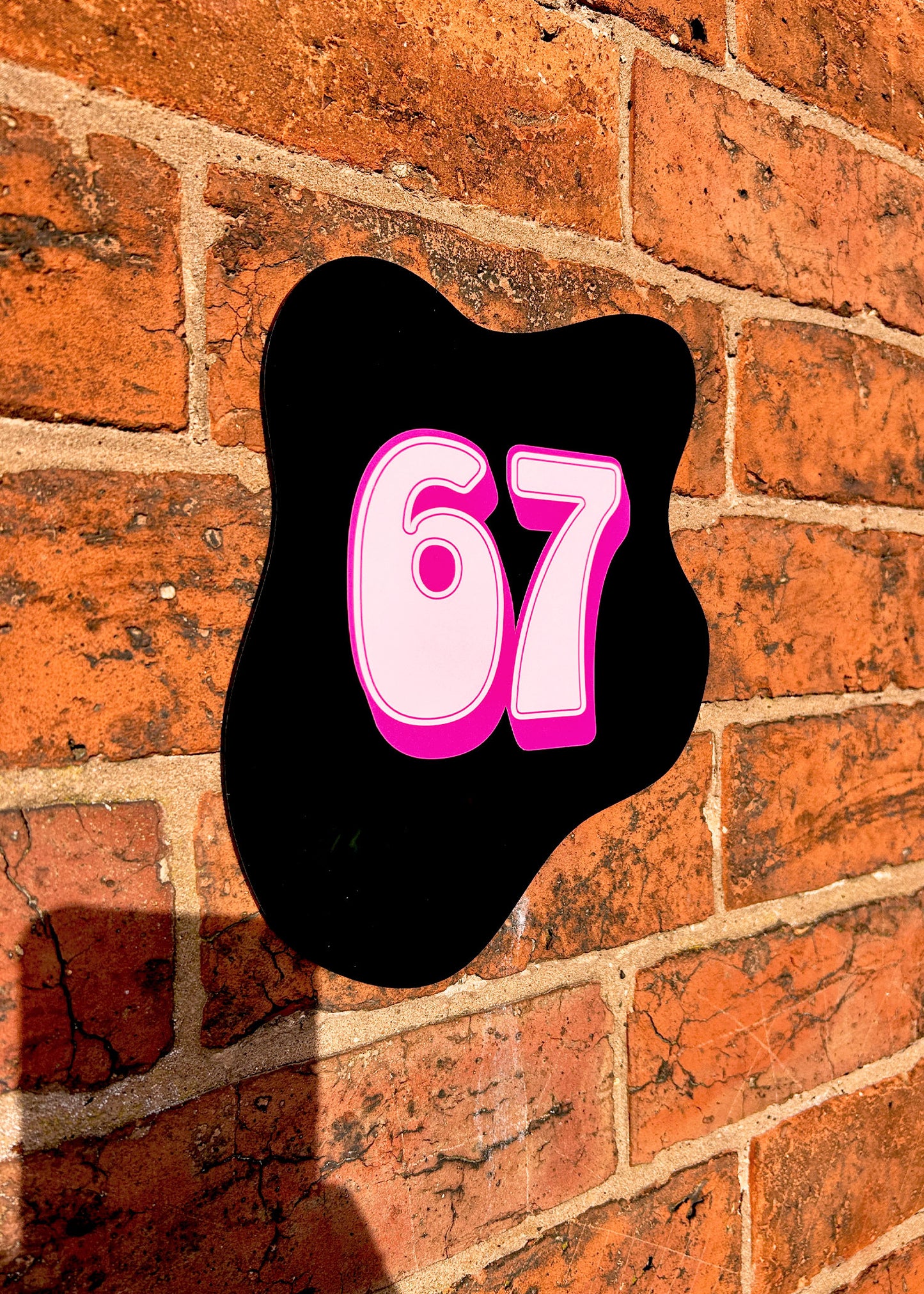 Black & Pink Blob House Number Sign - Custom Number