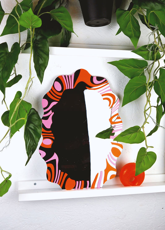 Pink & Orange Border Wavy Mirror
