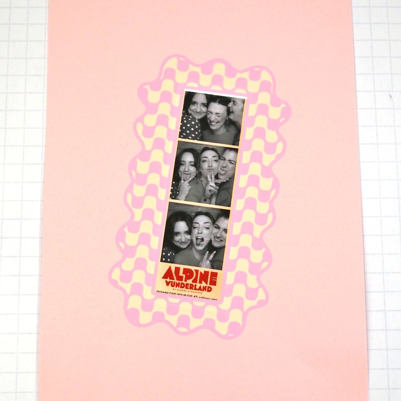 Photobooth Strip Sticker Frame - Pink & Cream Wavy - WS