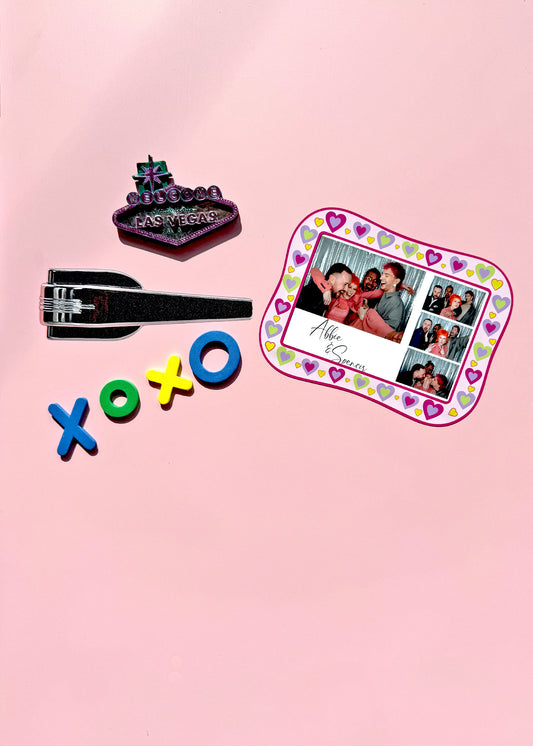 Pink Hearts Blob 6x4 Photo Print Magnetic Frame