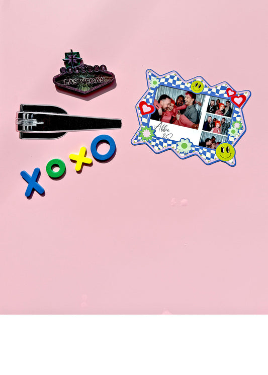 Blue Check & Smiley Zig Zag 6x4 Photo Print Magnetic Frame