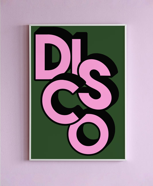 DISCO Green & Pink Wall Print