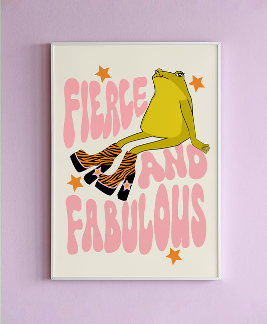 Fierce & Fabulous Frog Wall Print