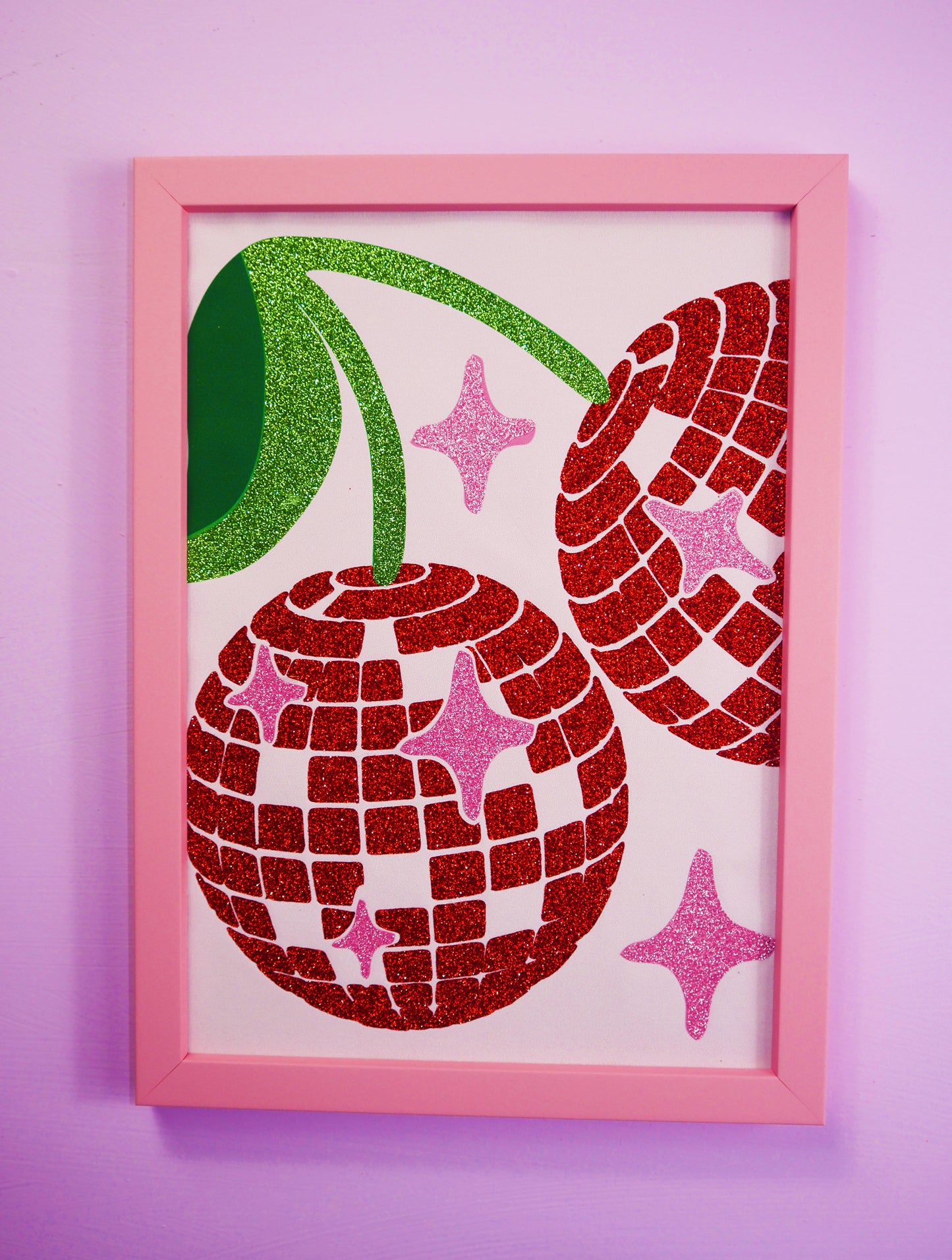 Disco Cherries Glitter Fabric Print