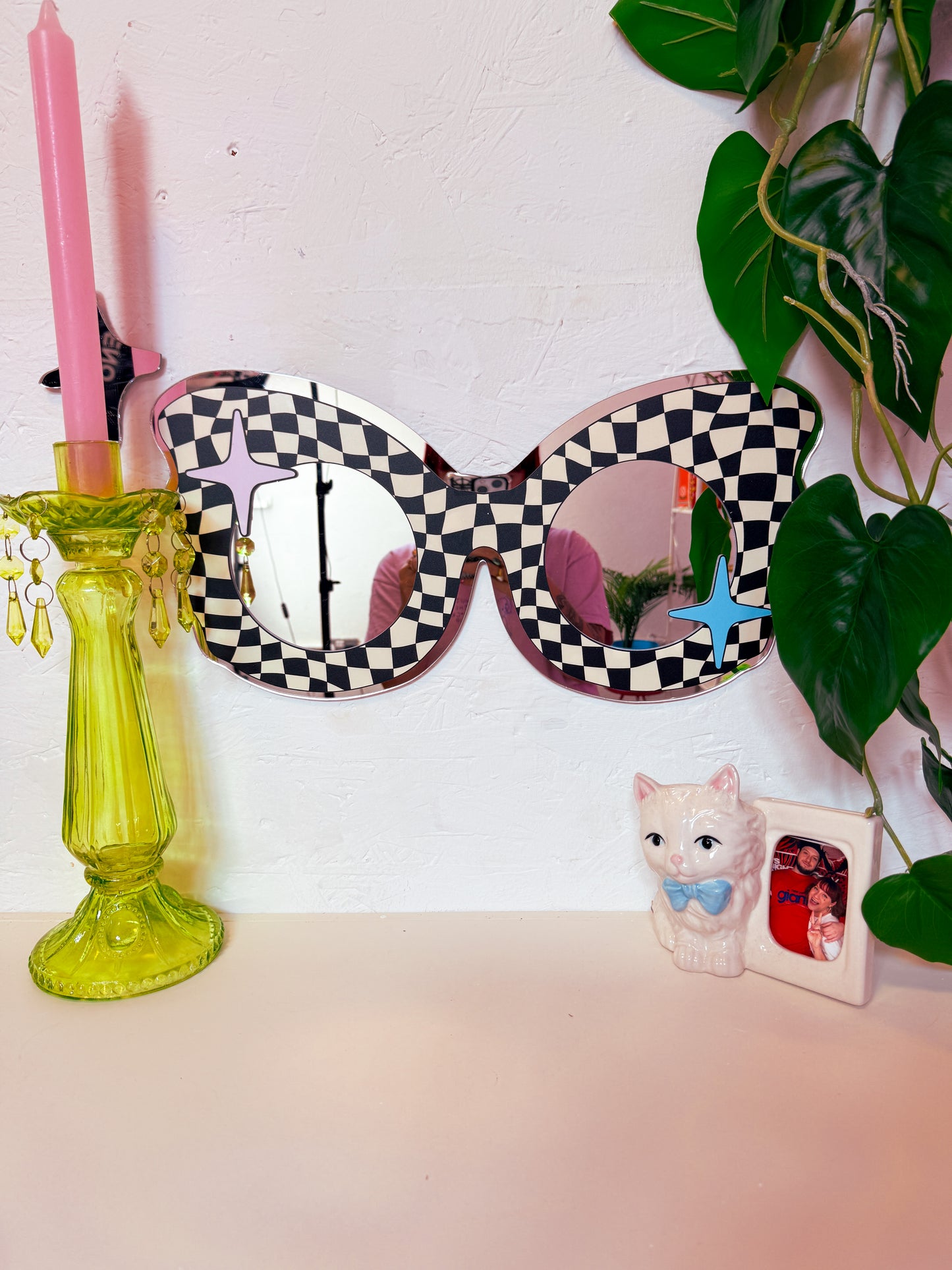 70s Black & White Check Sunglasses