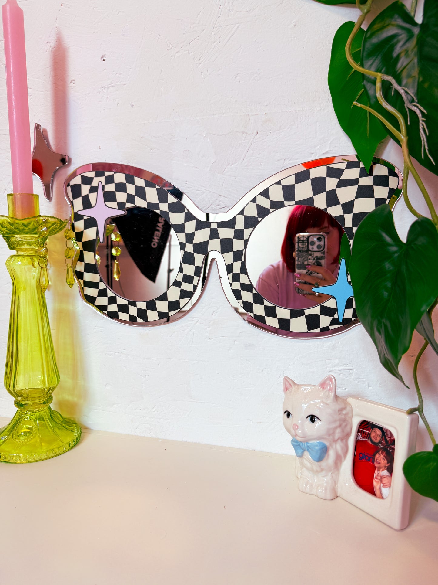 70s Black & White Check Sunglasses