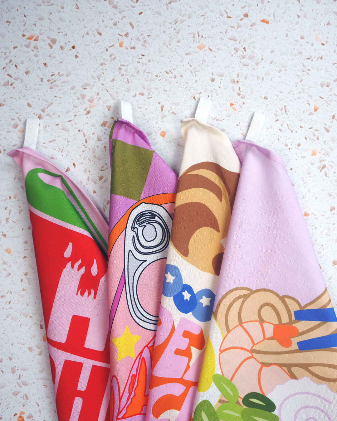 Cheese, Pasta, Wine & Bread Tea towel