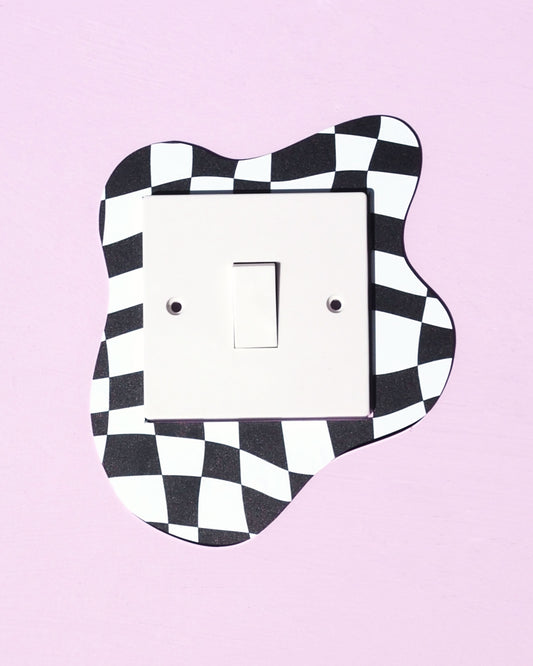 Black & White Checkerboard Light Switch Cover
