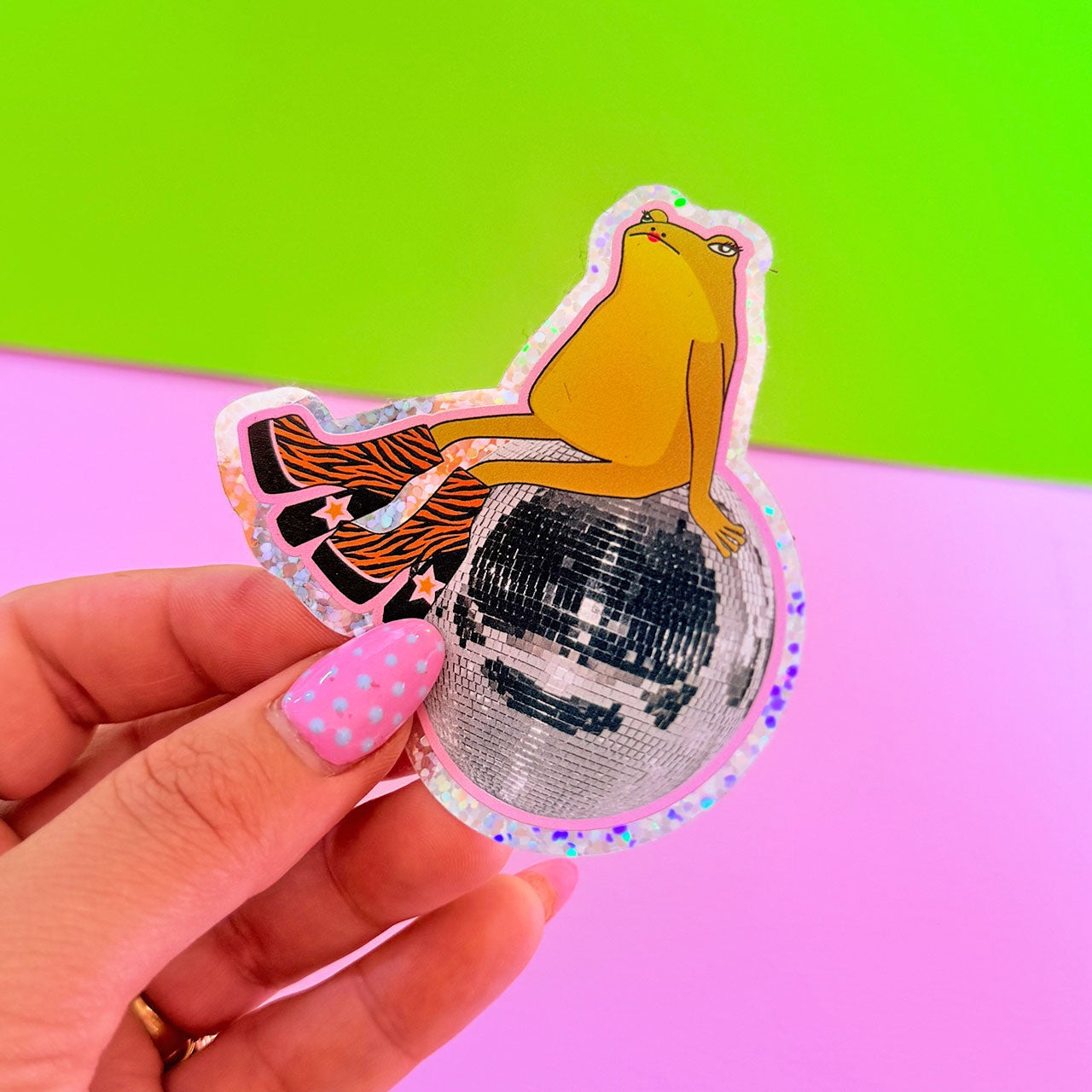 Disco Frog Glitter Sticker