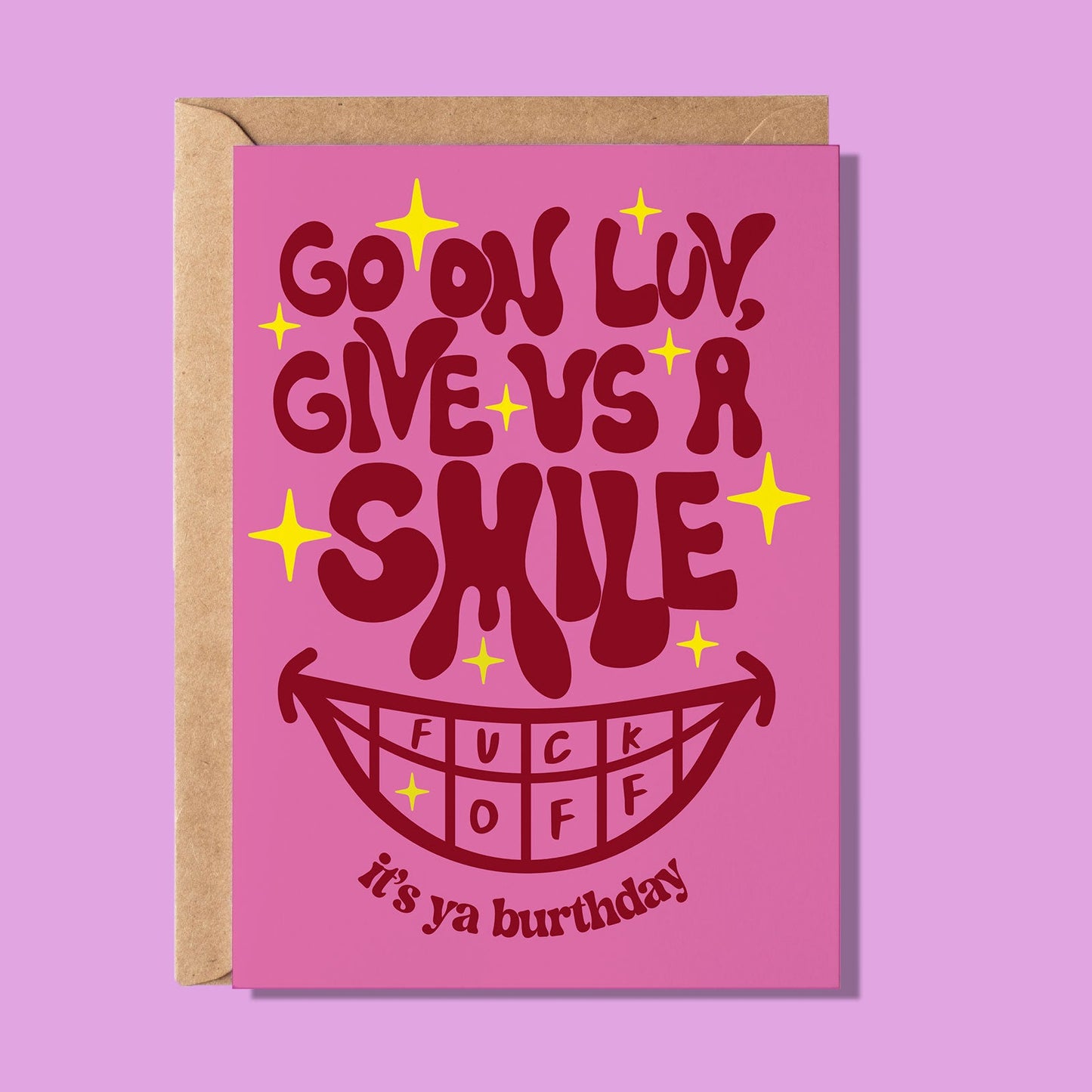 Go On Luv Give Us A Smile Greeting Card