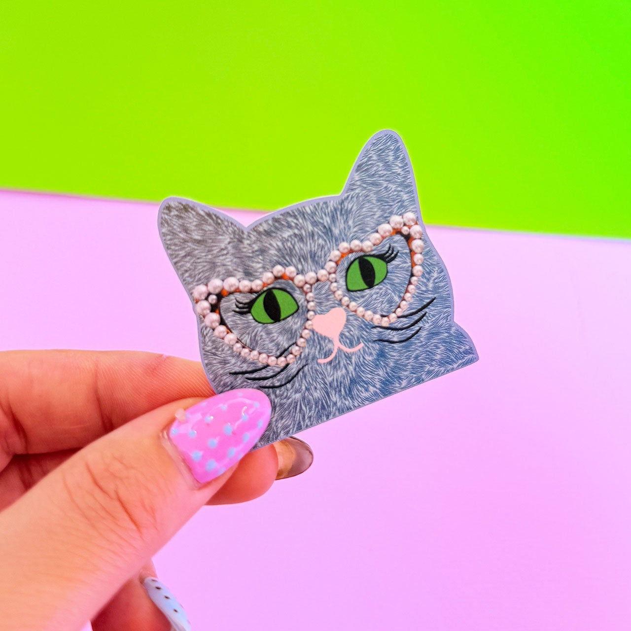 Funky Grey Cat Sticker
