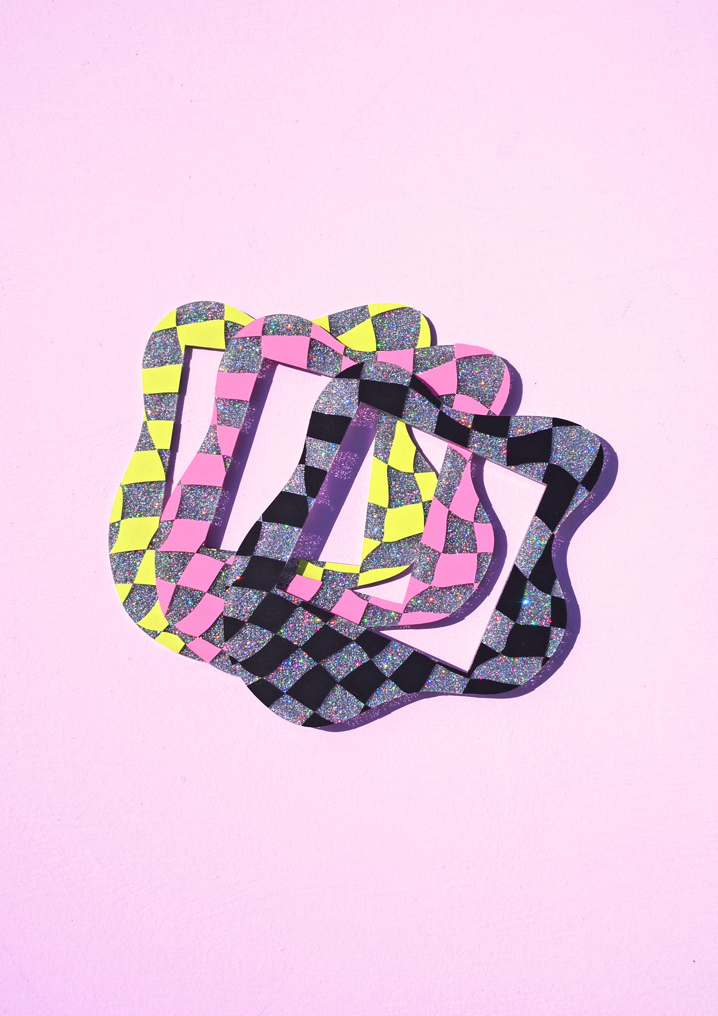 Black Checkerboard Holographic Glitter Light Switch Cover