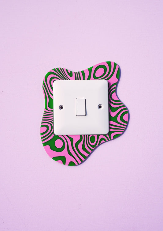 Pink & Green Groovy Blob Light Switch Cover